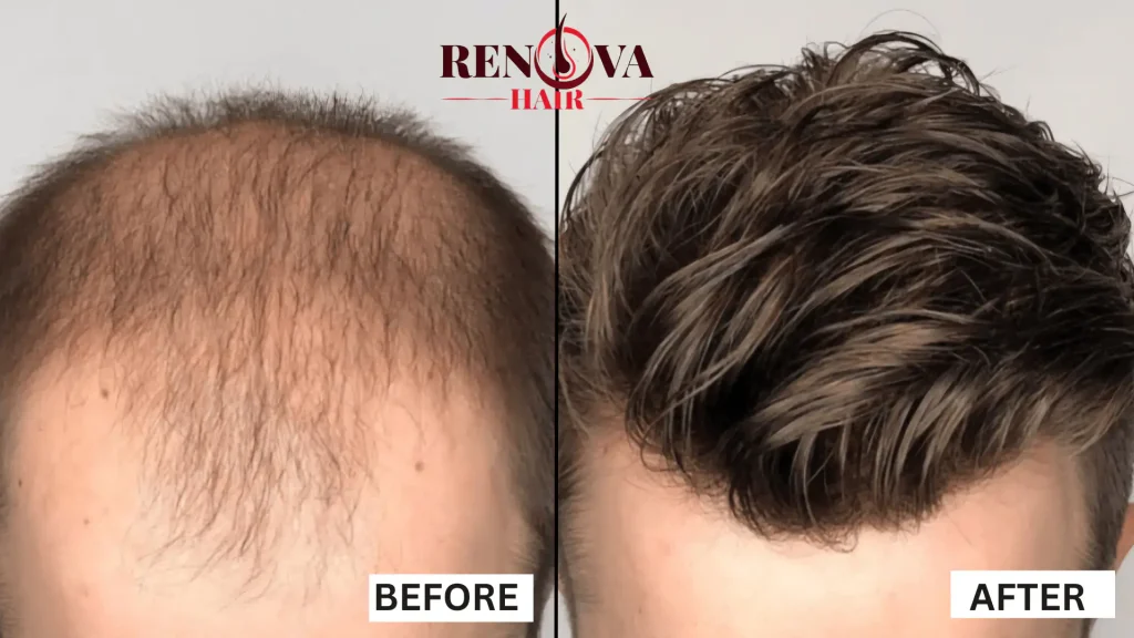 heads side by side showing benefits on hair systems