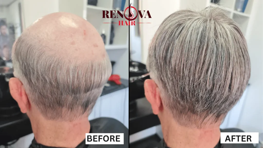 side by side picture showing the benefits of hair systems
